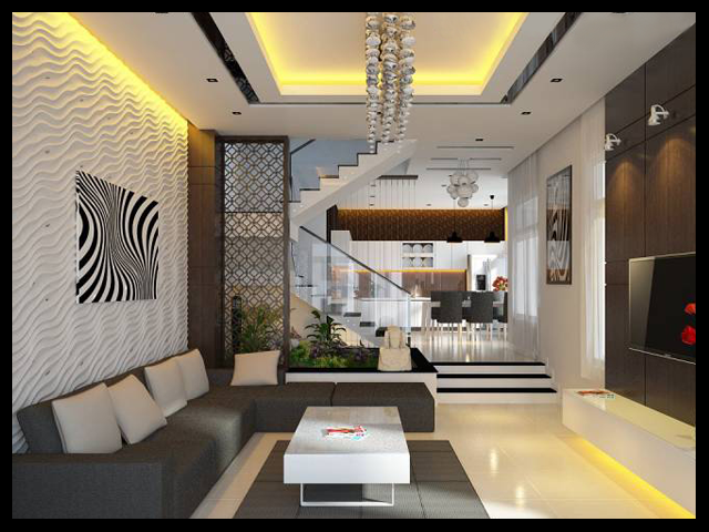 Phòng khách của mẫu nhà phố đẹp 3 tầng 4x18m được bố trí ngay tiền sảnh tầng 1, hướng ra trước của chính của ngôi nhà để tiện cho việc tiếp đón khách (hình minh họa-nguồn internet)