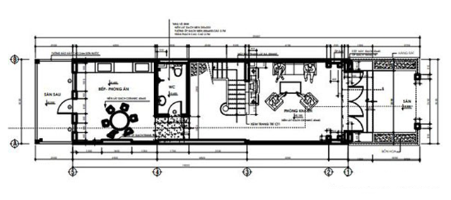 Bản vẽ thiết kế nội thất tầng 1 của mẫu nhà phố đẹp 4x16m mái bằng