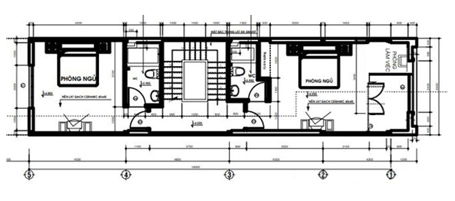  Bản vẽ thiết kế nội thất tầng 2 của mẫu nhà phố đẹp 4x16m mái bằng 