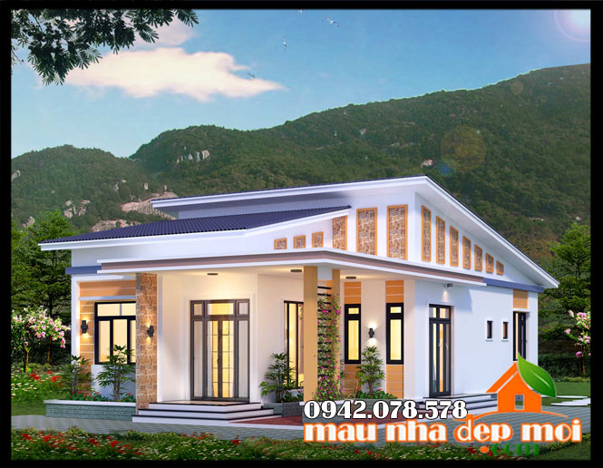 Mẫu nhà cấp 4 mái Mái lệch hiện đại tại Tiến Lợi Phan Thiết- Xây nhà trọn  gói tại Phan Thiết giá rẻ 650 triệu _ MS28