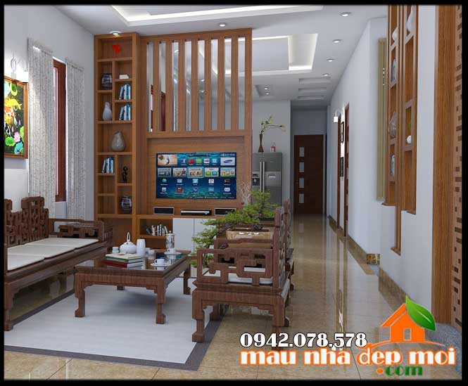 mẫu nội thất phòng khách đẹp cho nhà cấp 4 mái thái 190m2