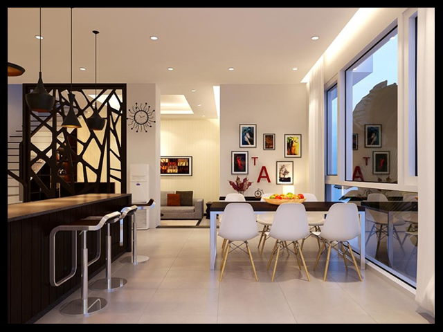 Phòng bếp, phòng ăn của biệt thự mini 2 tầng 4.5x11m được bố trí hợp lý, thoáng mát và tiện nghi (hình minh họa-nguồn internet)