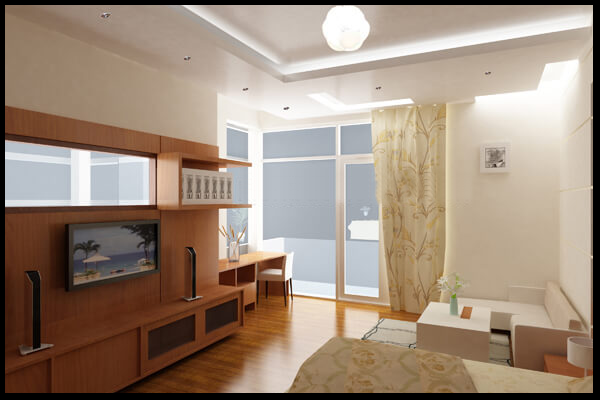thiết kế nội thất phòng ngủ biệt thự 3 tầng đẹp diện tích 7x16m có gara